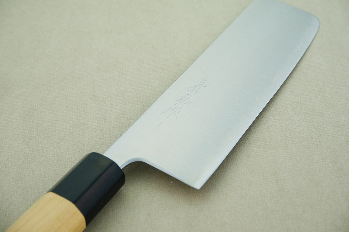 Yoshihiro stainless clad aogami super nakiri 165 with an octagonal ho wood and buffalo horn handle