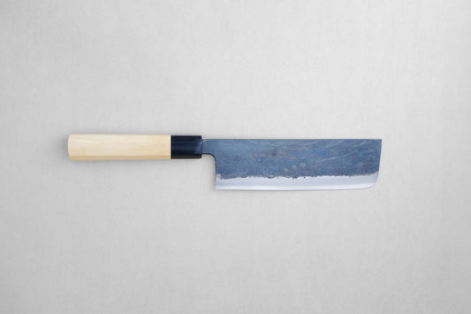 Yoshihiro RGB blue 2 kurouchi nakiri 170 with an octagonal ho wood and buffalo horn handle