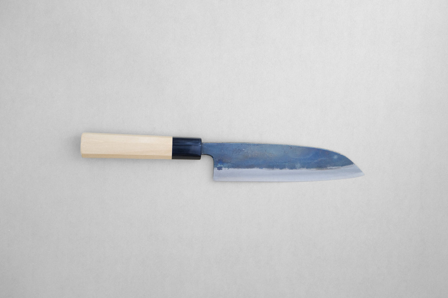 Yoshihiro RGB blue 2 kurouchi santoku 165 with an octagonal ho wood and buffalo horn handle