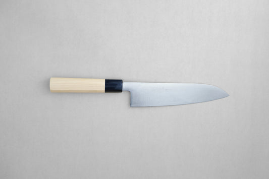 Yoshihiro WGB VG1 stainless steel santoku 180 with an octagonal ho wood and buffalo horn handle